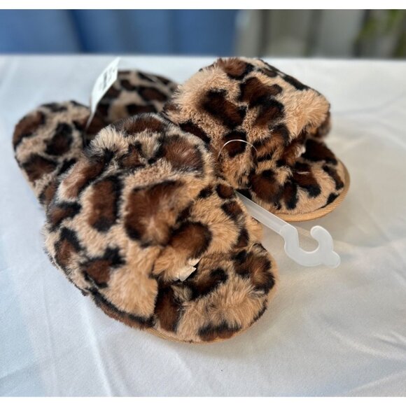 Aerie Slippers | Minky Soft Leopard Print Faux Fur Memory Foam Sole NWT - Picture 4 of 8